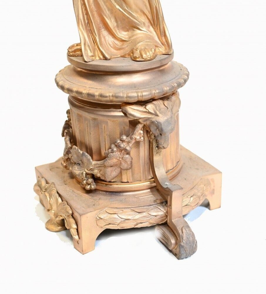 photo vinterior Pair French Gilt Candelabras Female Maiden Figural Candles