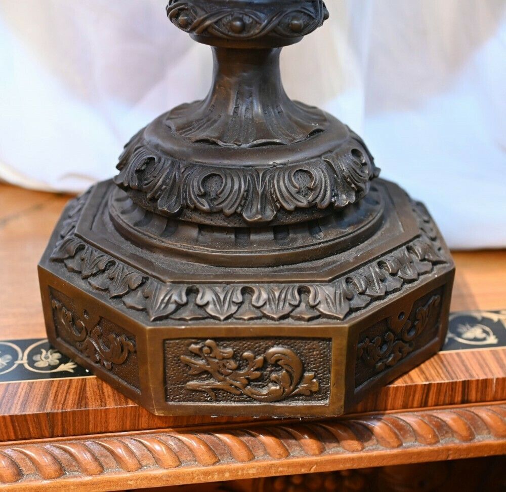photo buy Pair Large Bronze Urns Monumental Campana Cherub After Clodion