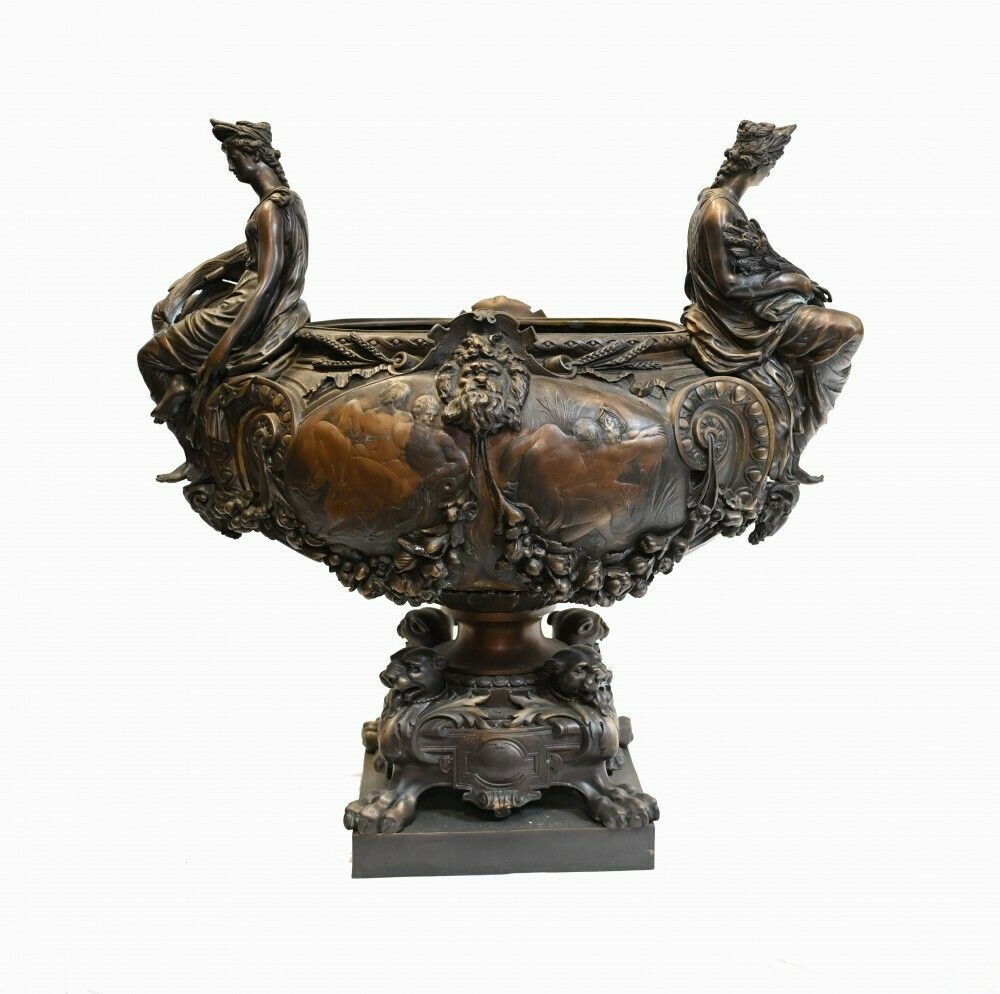 Monumental Bronze Bowl Centerpiece French Classical Lerolle Freres