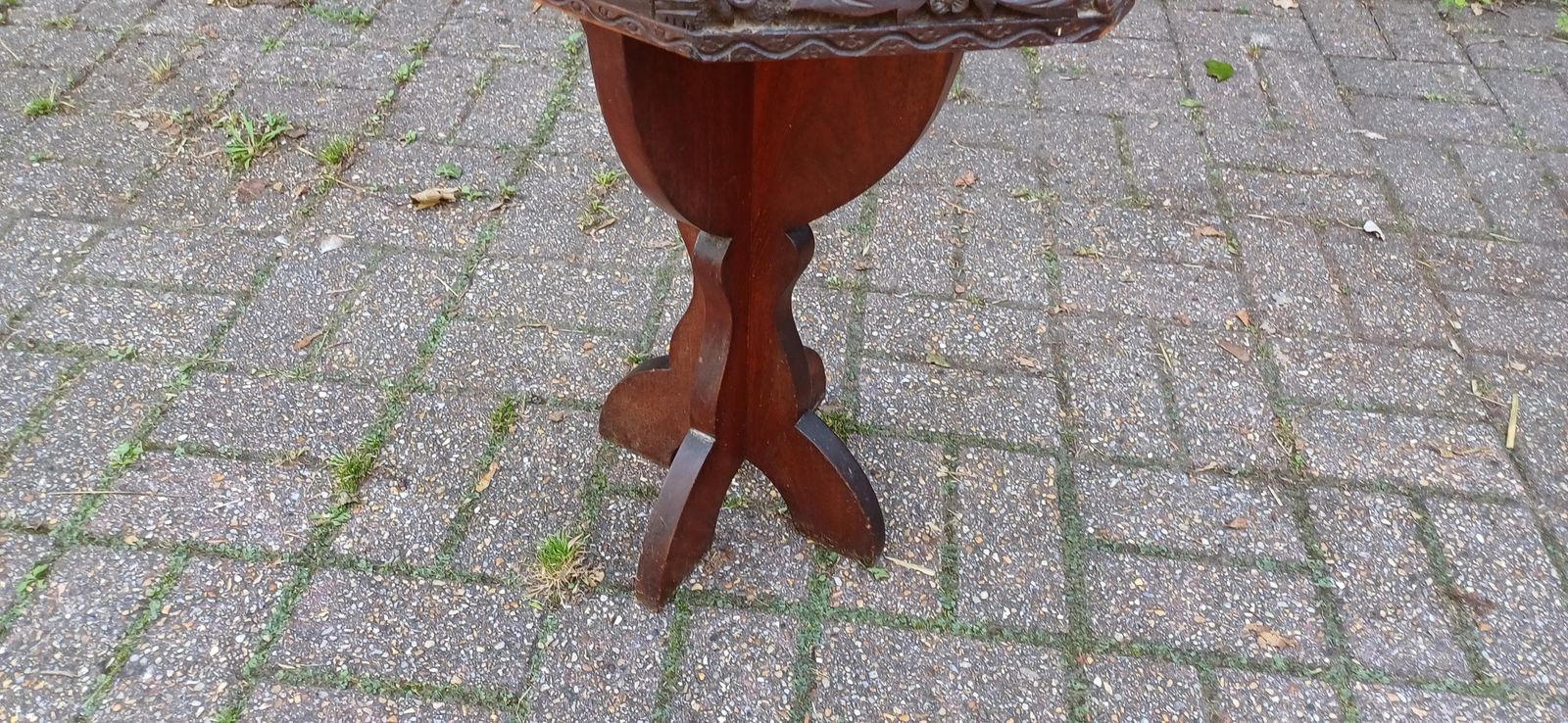 Superbly Deep Carved Vintage Hardwood Stool Or Occasional Side Table. photo for sale