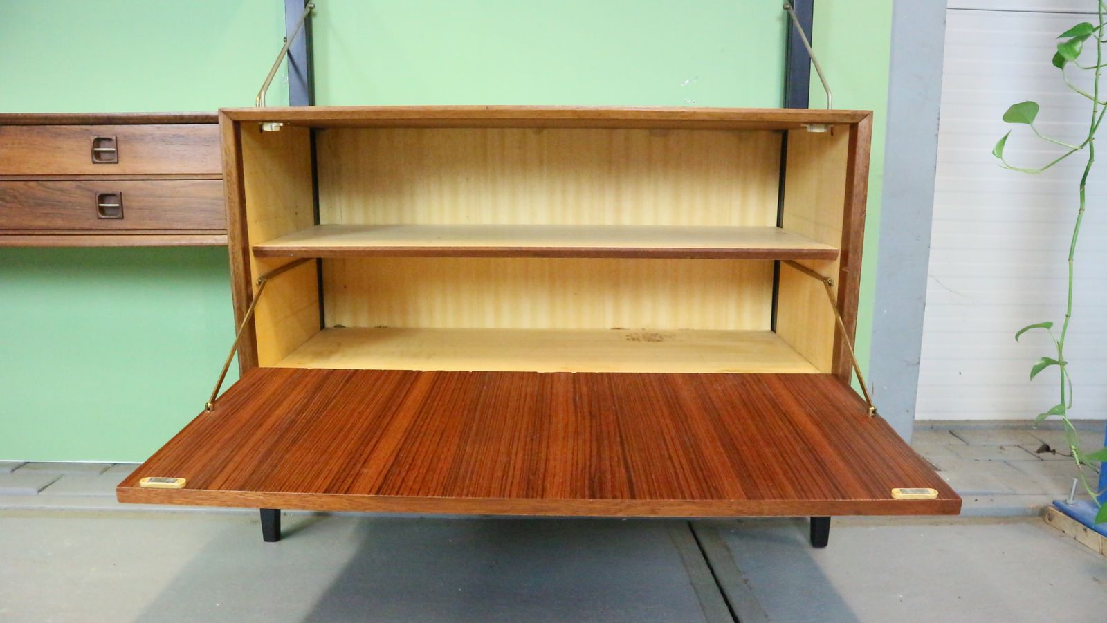 Teak Modular Mid Century Modern Wall Unit By Louis Van Teeffelen For Wébé, 1960s