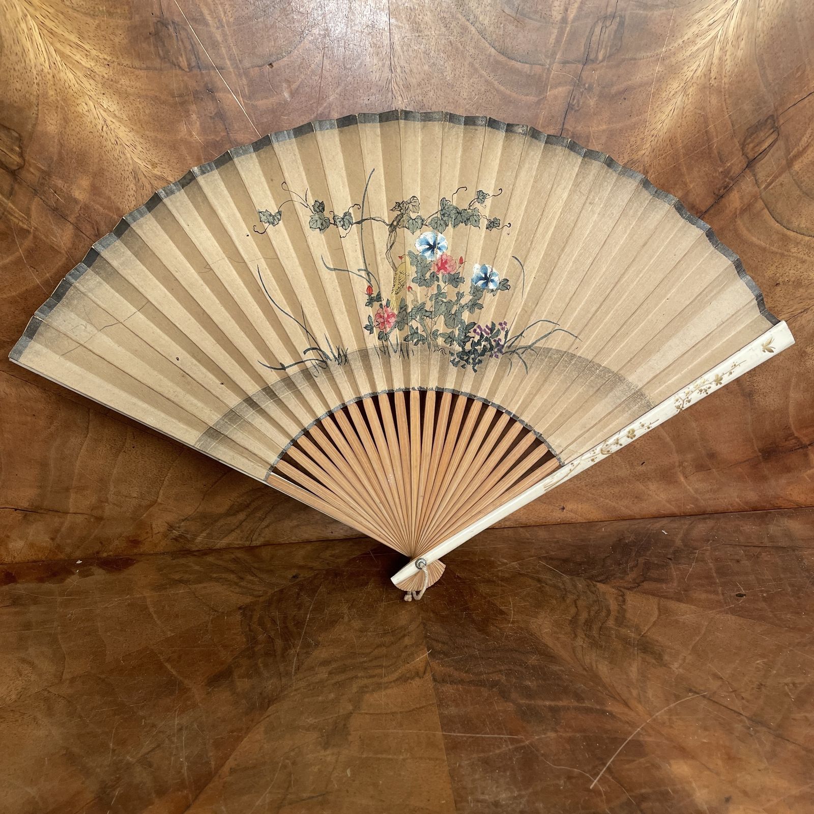 A Edwardian Hand Painted Fan, 1910s photo furniture