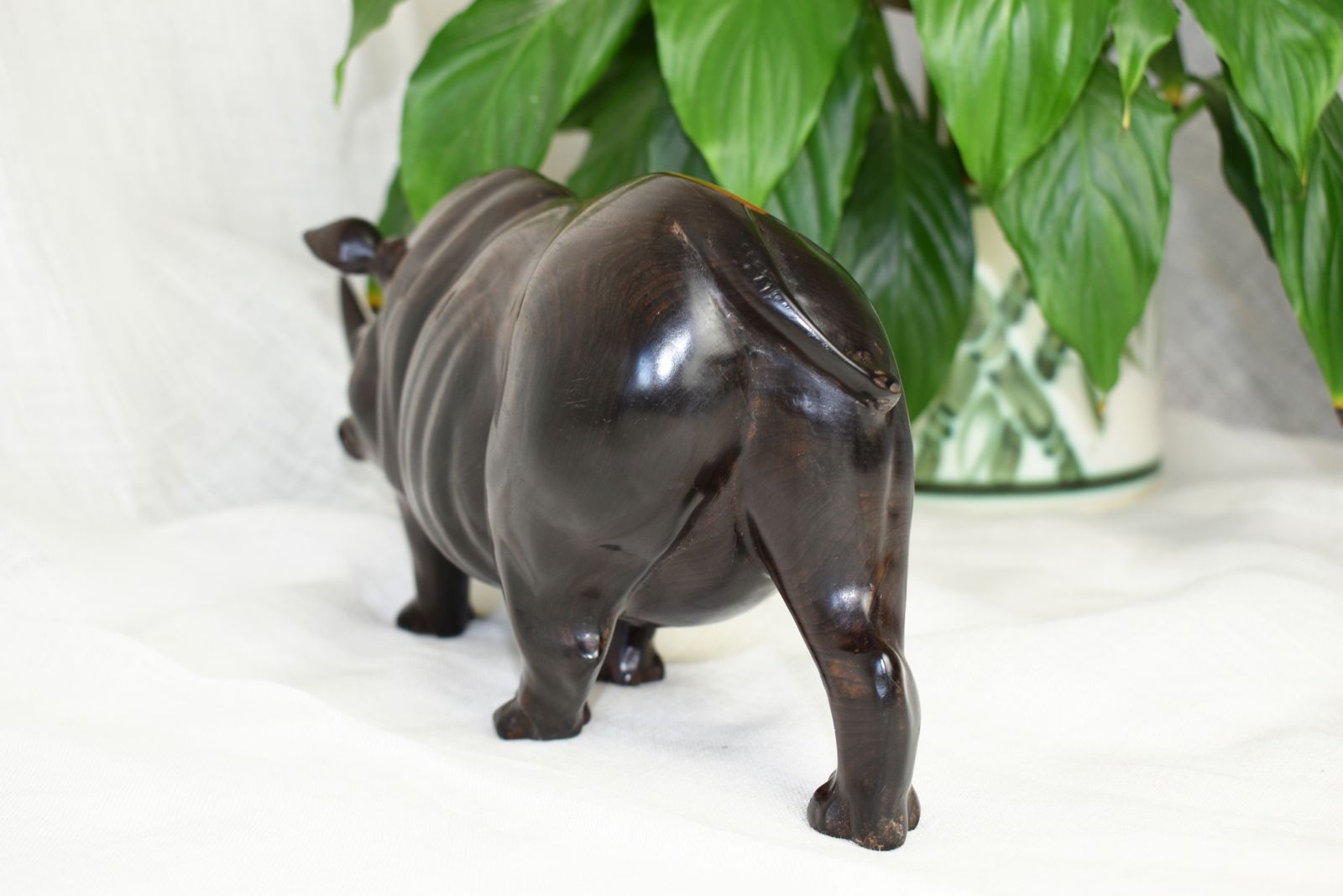 Carved Rhinoceros 1930s, Rosewood Rhino photo furniture