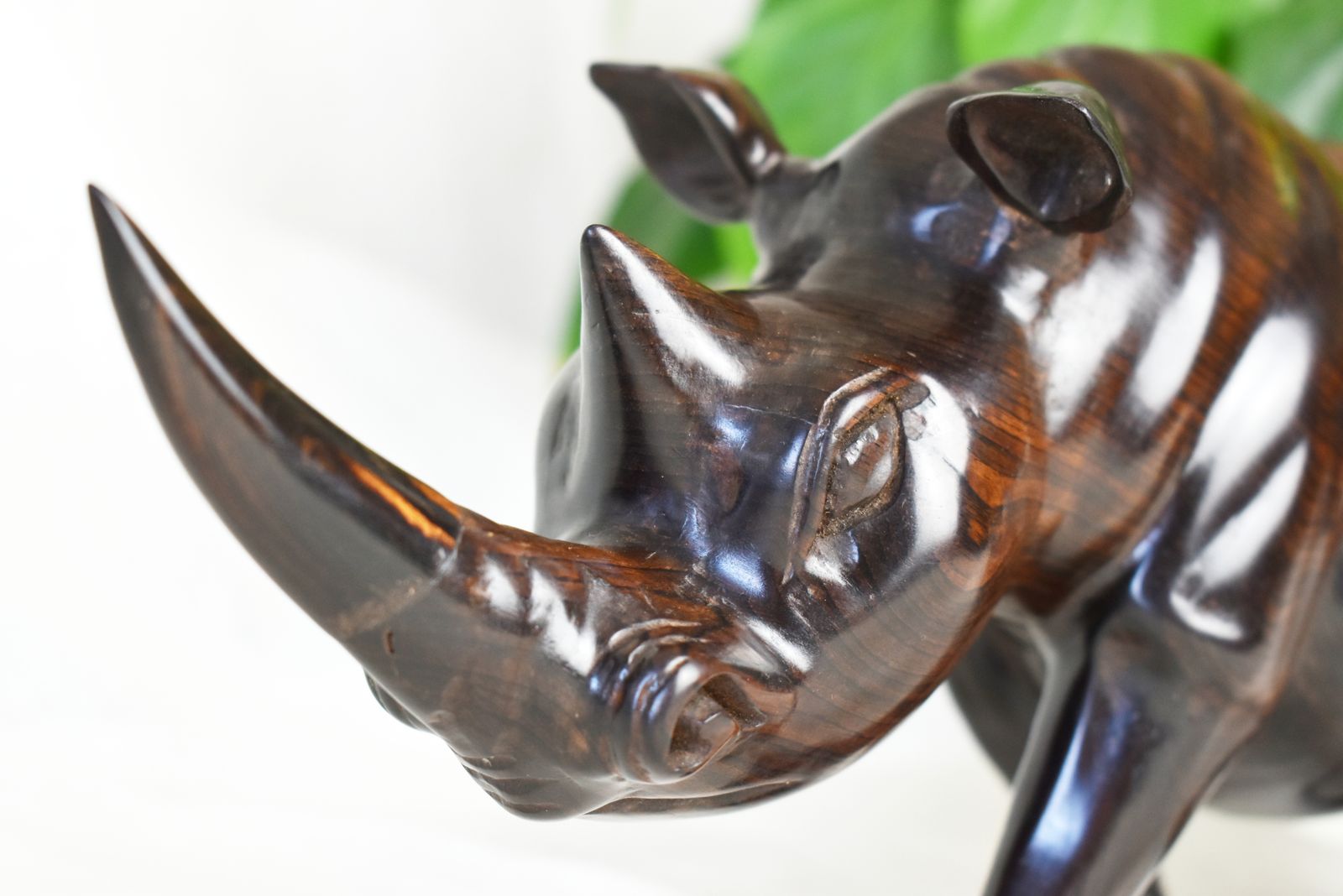 Carved Rhinoceros 1930s, Rosewood Rhino photo Art
