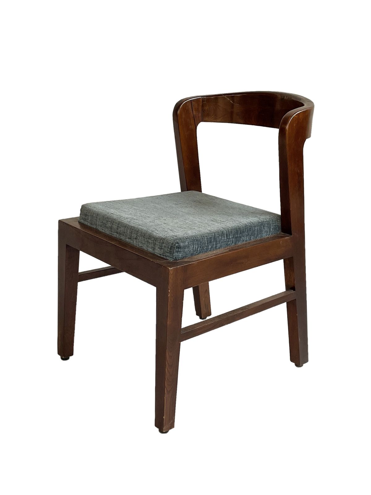 Antique Handcrafted Indian Teak Wood Chairs 1940s | Dining Accent Chairs With Curved Back & Upholstered Seats photo 695.0