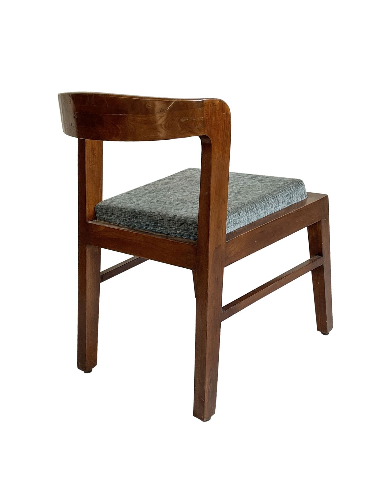 Antique Handcrafted Indian Teak Wood Chairs 1940s | Dining Accent Chairs With Curved Back & Upholstered Seats photo vintage