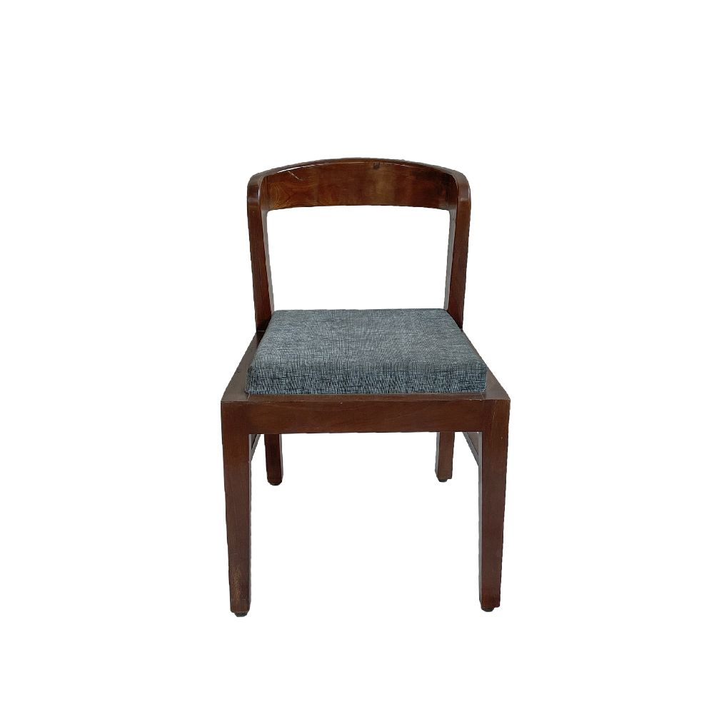 Antique Indian Handcrafted Teakwood Dining Set | 1940s Round Table With Lamella Base & 2 Curved Upholstered Chairs photo vinterior