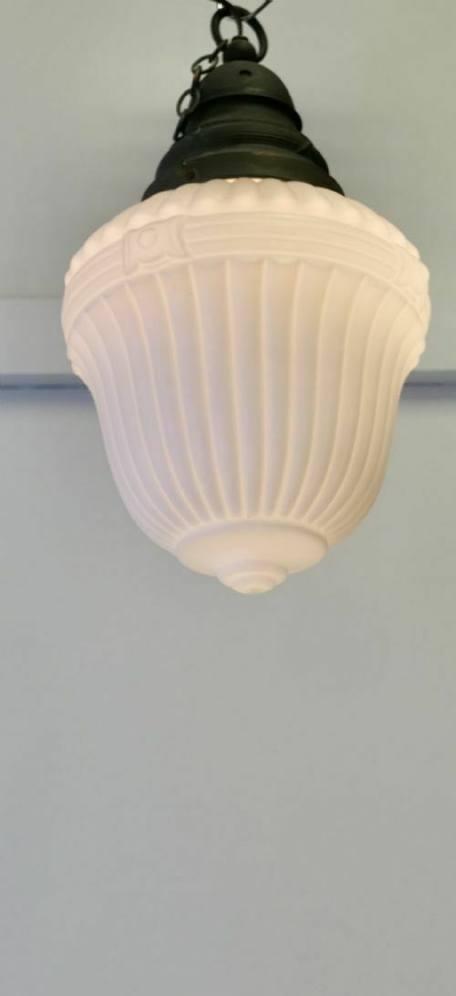Large Victorian Arts And Crafts Opalescent Ceiling Pendant Light photo 474.0