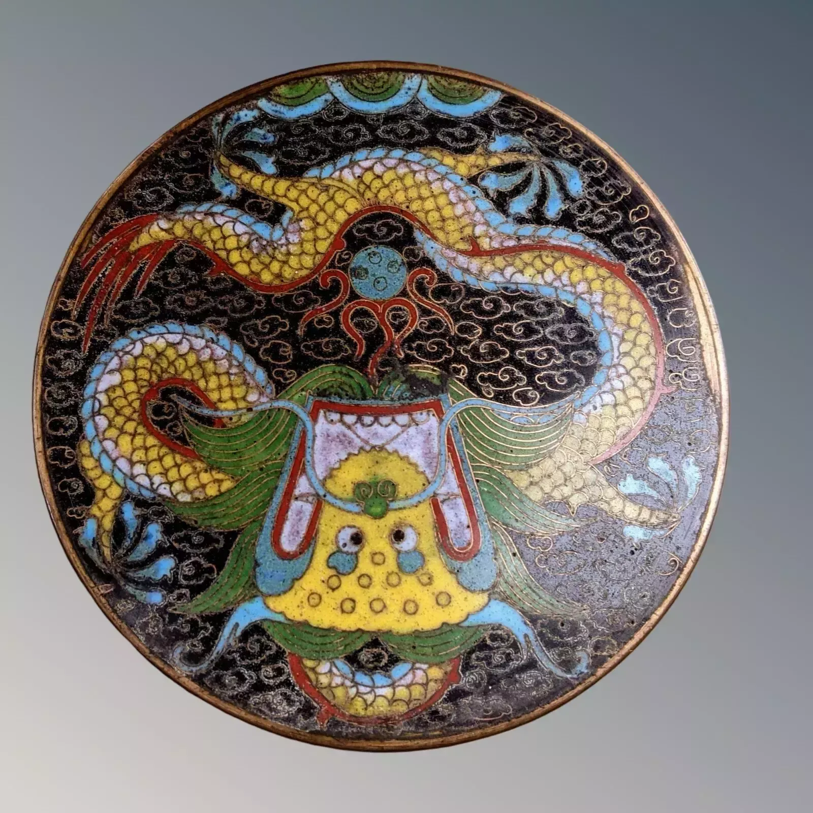 Antique Chinese Cloisonne Dragon Pot And Cover photo for sale