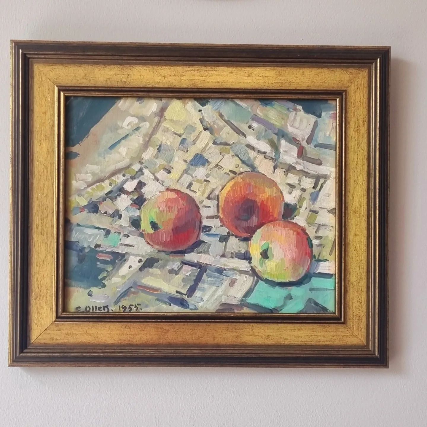 Rosy Apples Swedish Mid Century Oil On Canvas By Edvin Ollers (1888 1959) photo buy