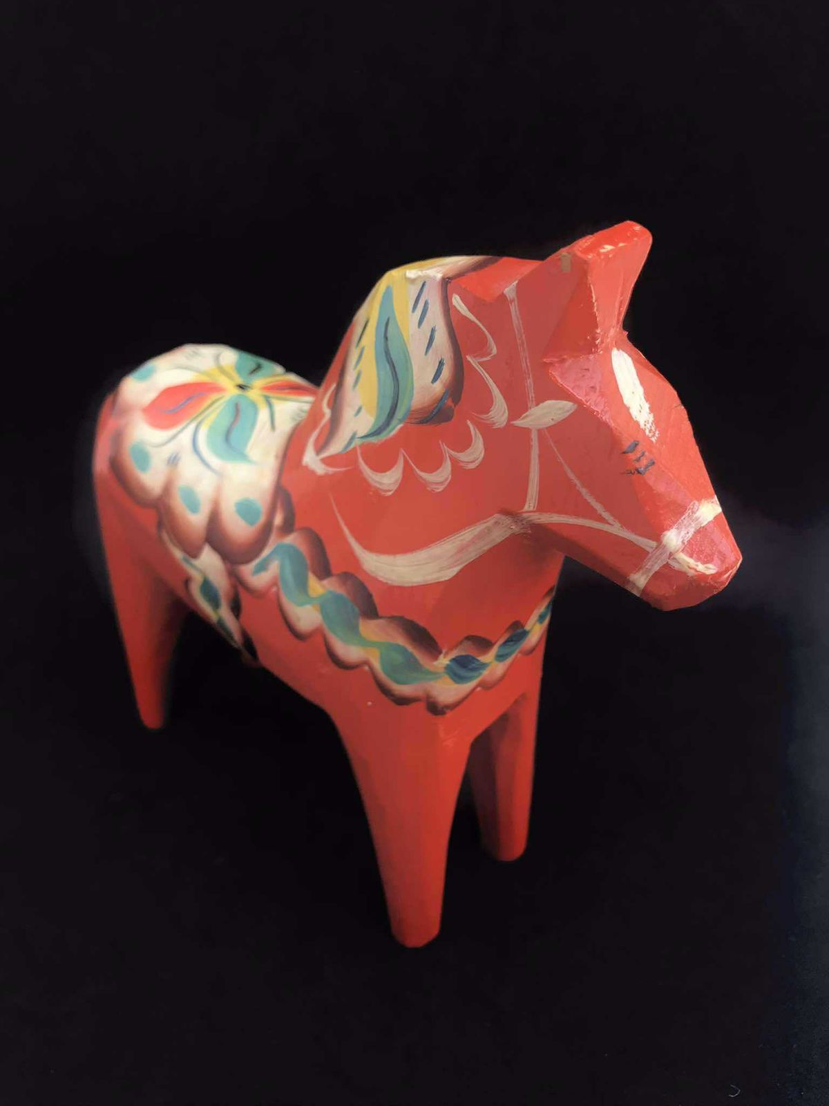 Dala Horse Wooden Figurine Swedish By Nils Olsson 15 Cm Original Sticker Scandinavian Modern Hand Painted Scandinavian Design Red Wood photo furniture