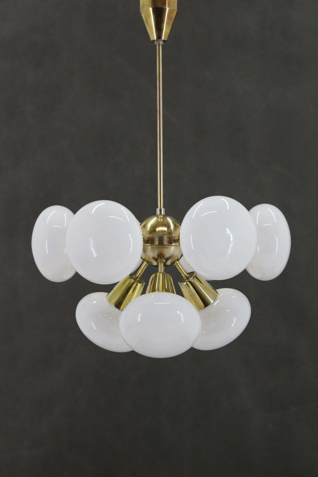 1970s Brass 9 Flamming Chandelier By Sputnik , Czechoslovakia photo for sale