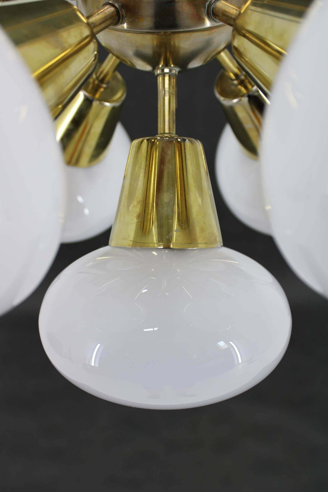 1970s Brass 9 Flamming Chandelier By Sputnik , Czechoslovakia photo vintage