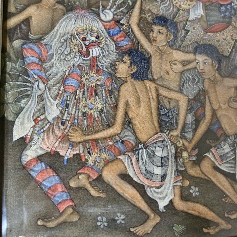 Mythical Balinese Painting In Original Carved Frame By W Rejamus photo Art