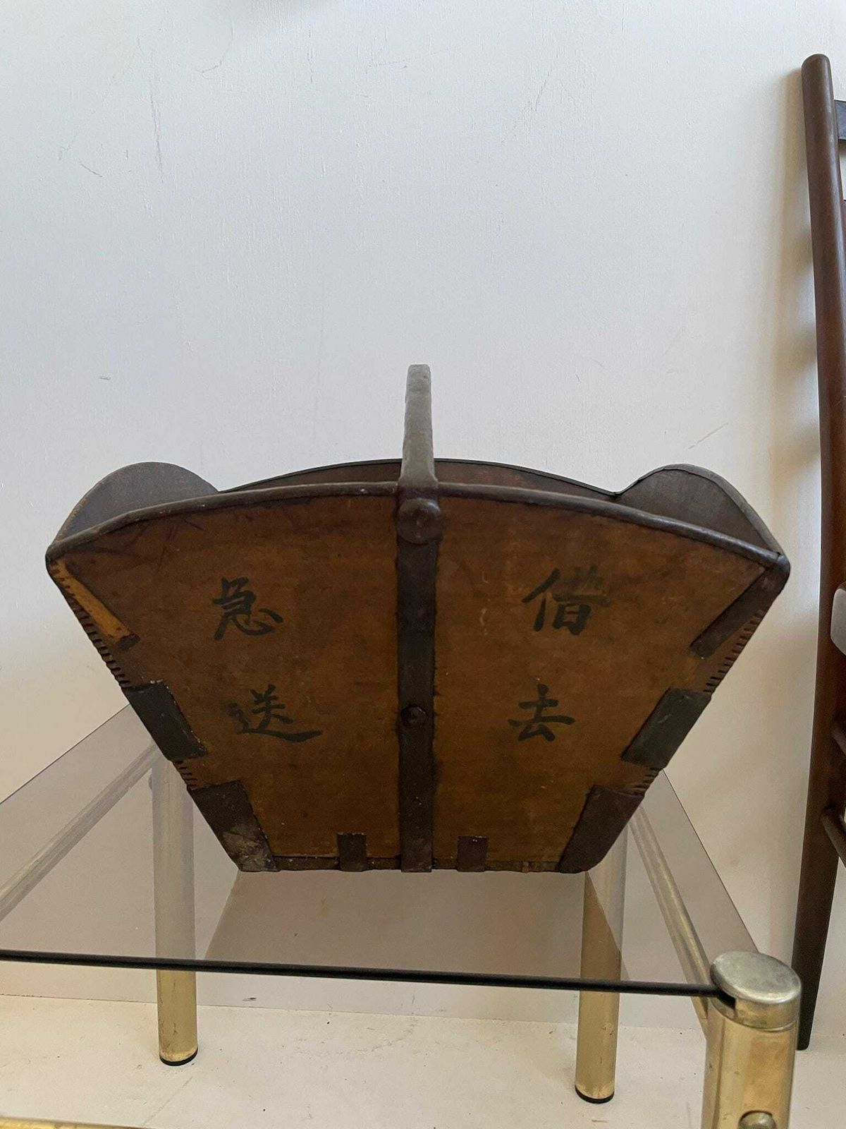 Vintage Chinese Wooden Rice Carrier Measuring Basket photo vintage