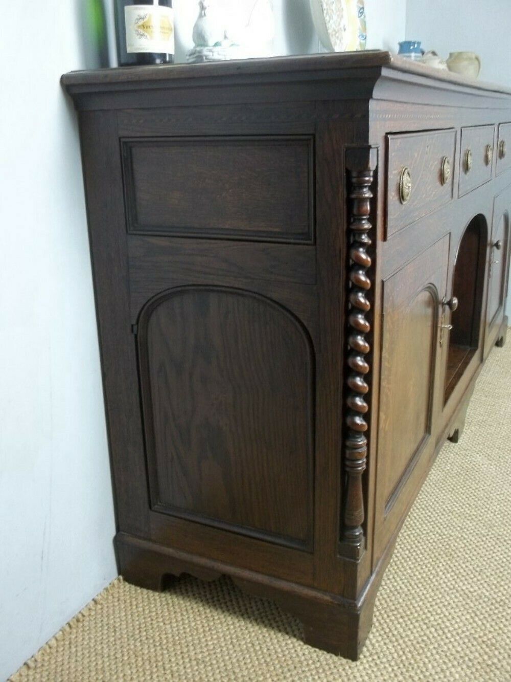 Antique Welsh 19th Century Oak Dresser Base Sideboard photo vinterior