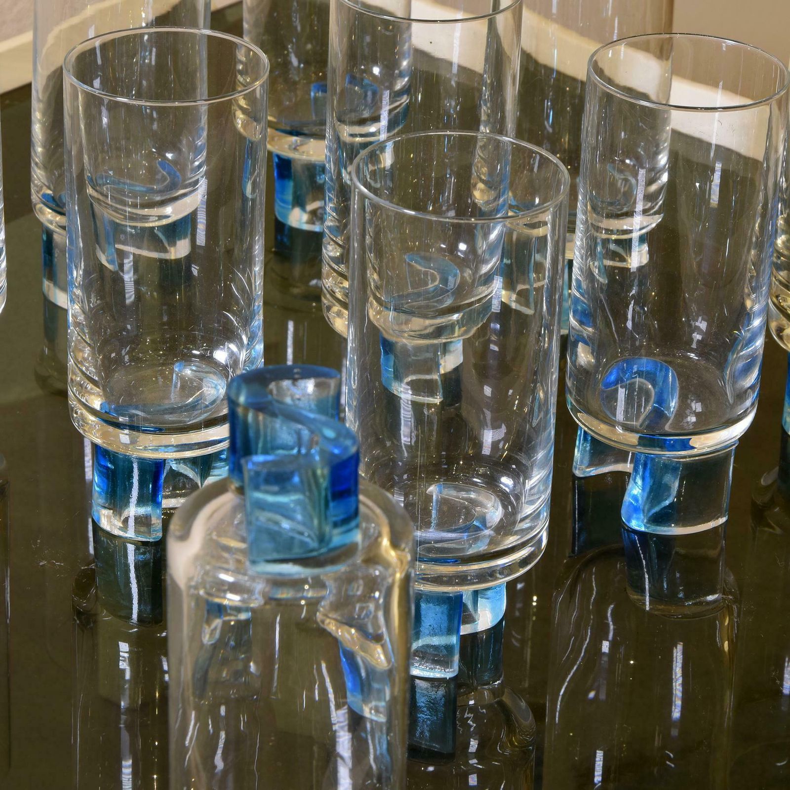 Joe Colombo Style Set Of Ten Glasses 1970s photo for sale