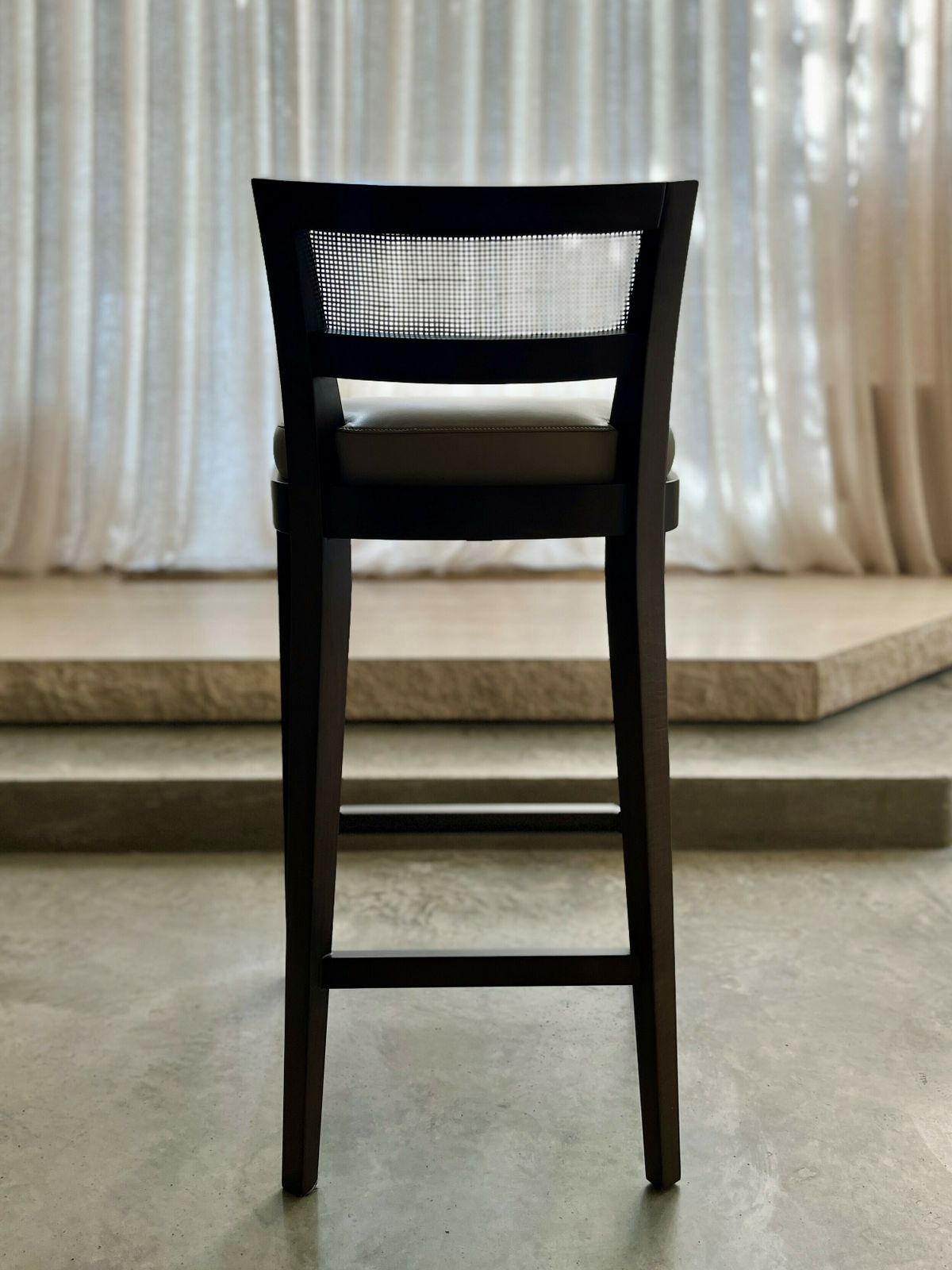 Promemoria Caffe Stools (X2) In Beechwood & Tortora Leather (Handmade In Italy) photo vinterior