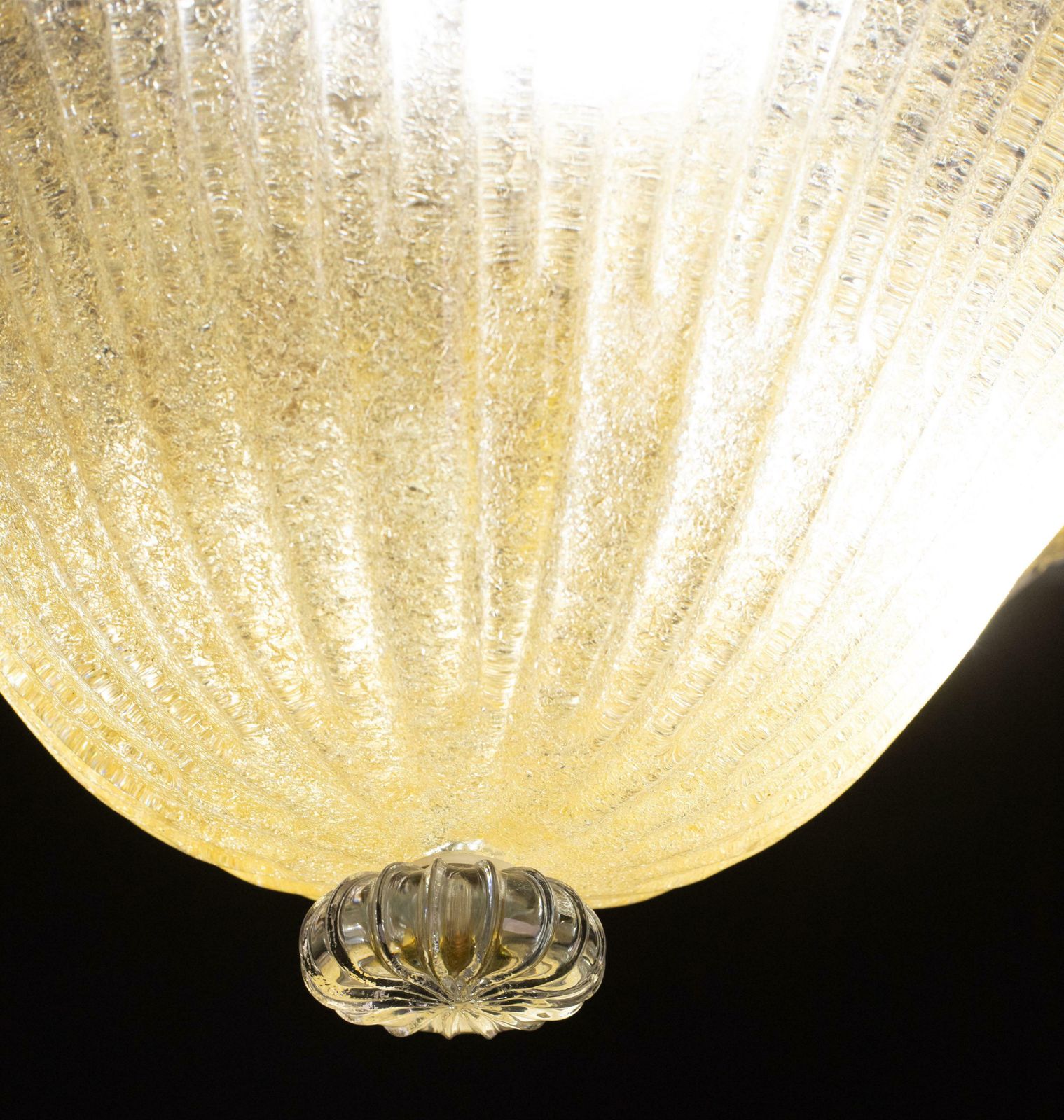 Murano Gold Ceiling Light Flower By Barovier & Toso, 1970 photo for sale