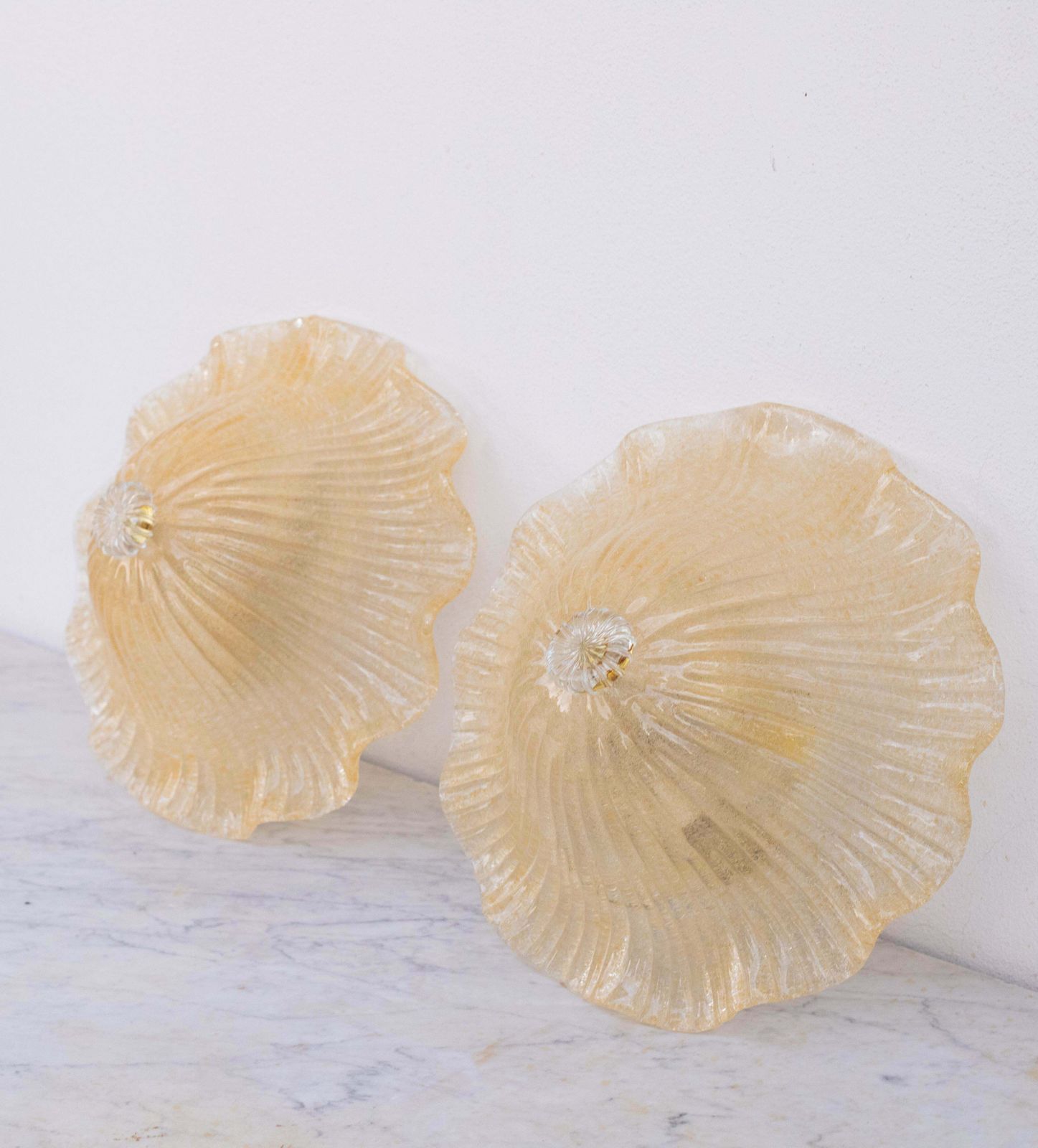 Lighting Murano Gold Ceiling Light Flower By Barovier & Toso, 1970 photo
