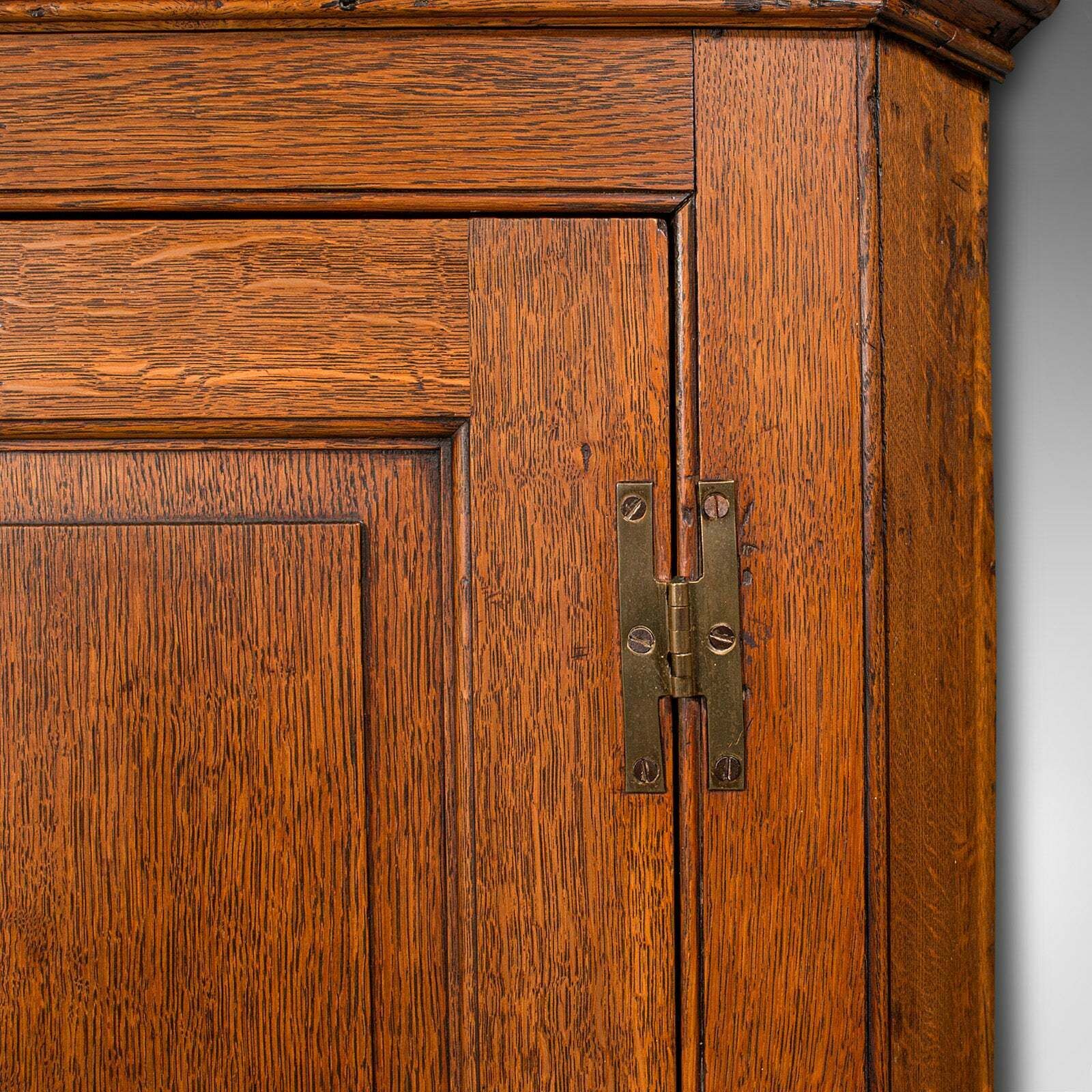 Tall Antique Corner Cabinet, English, Oak, 4 Shelf Wall Cupboard, Georgian, 1800 photo vinterior