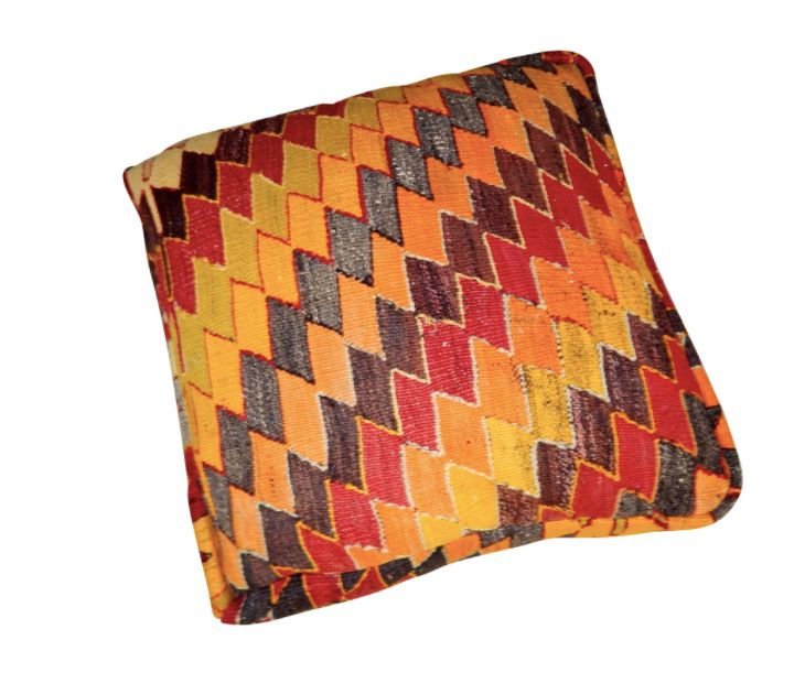 Geometrical Red Turkish Kilim Pouf photo buy