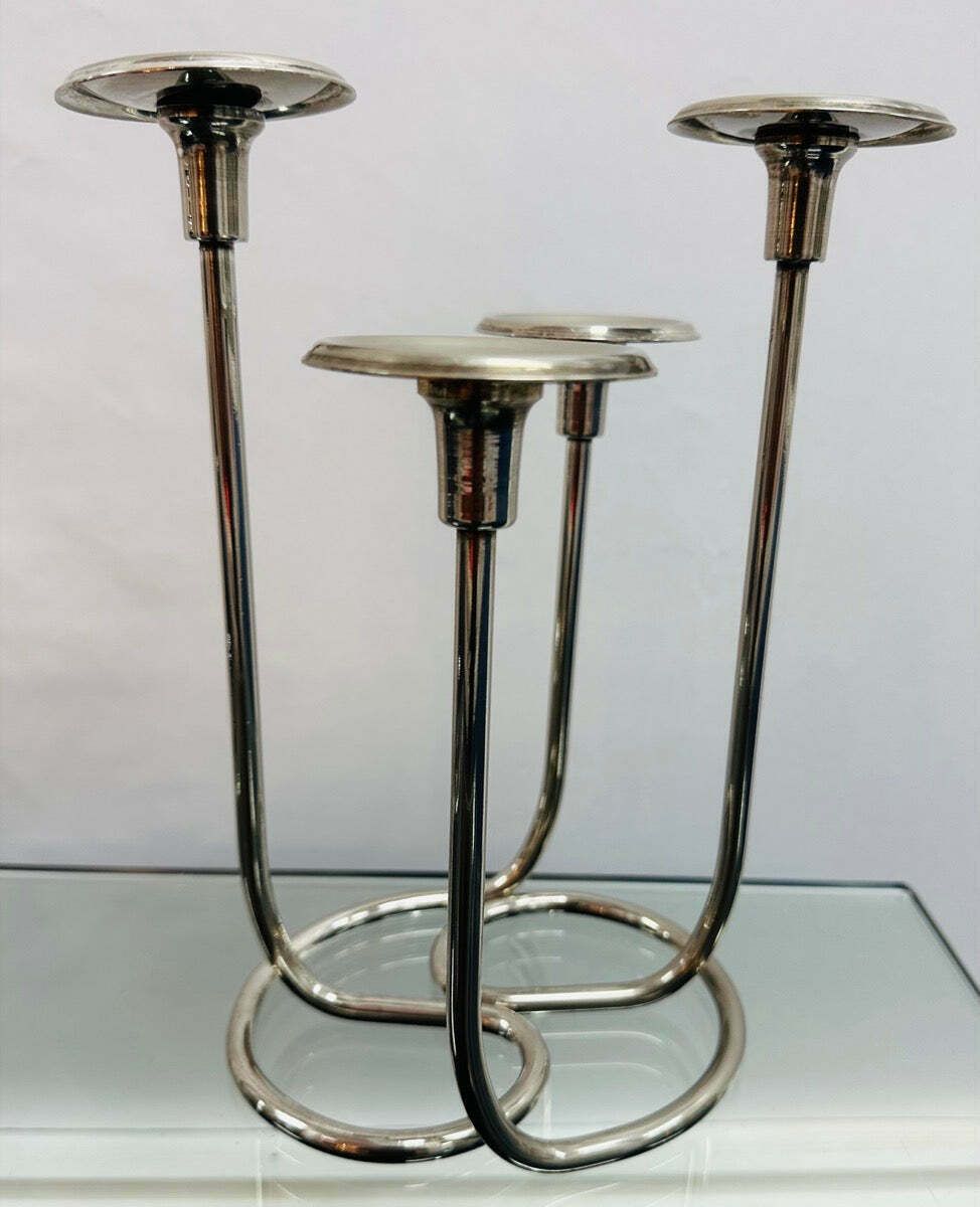383.0 Pair Of 1950s German Candleholders Wilhelm Wagenfeld Style photo