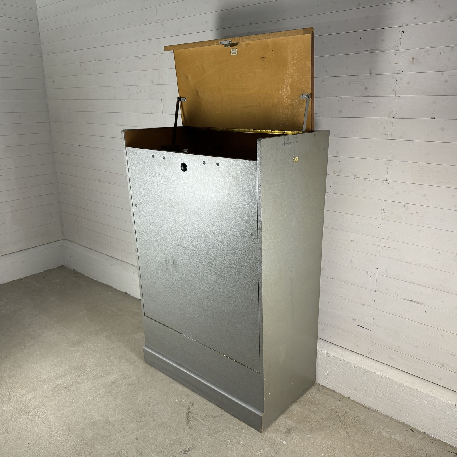 Vintage Mid Century Angula Map Chest With Pop Up Lid photo for sale