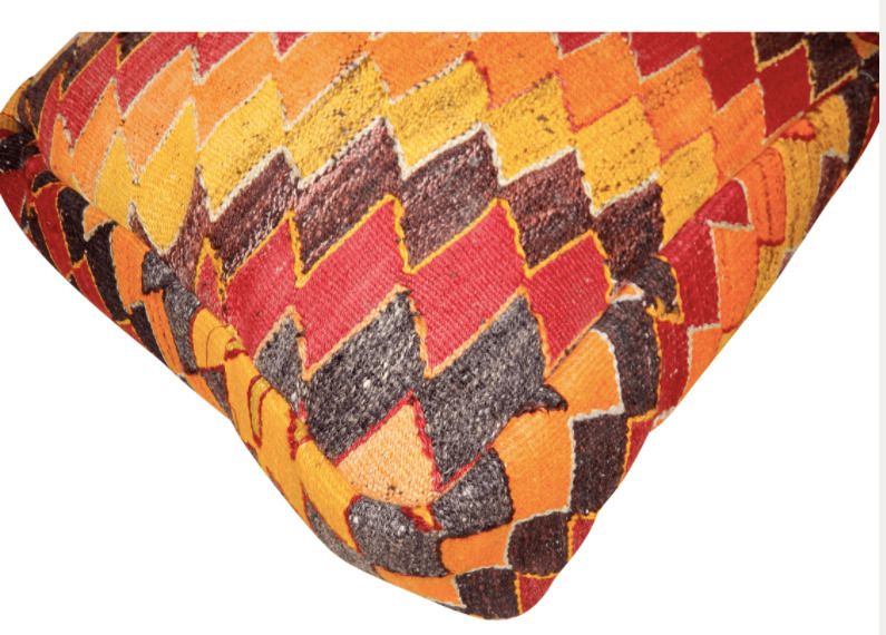 263.0 Geometrical Red Turkish Kilim Pouf photo