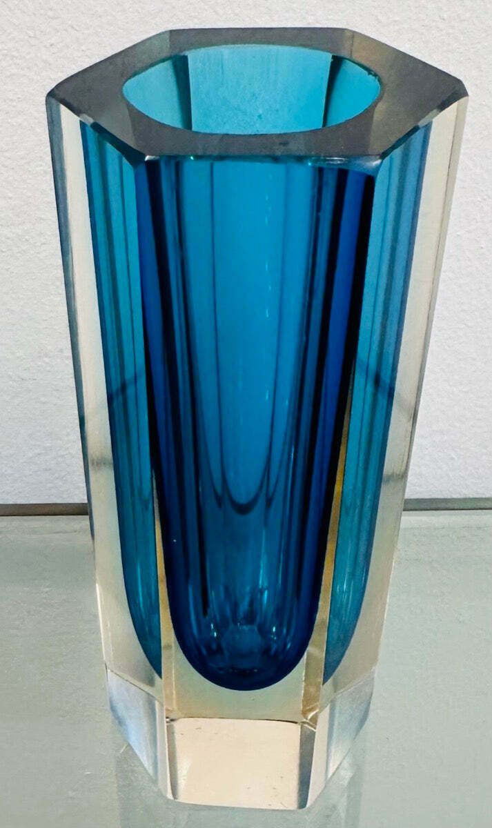 Small 1960s Italian Murano Turquoise Glass Vase photo furniture