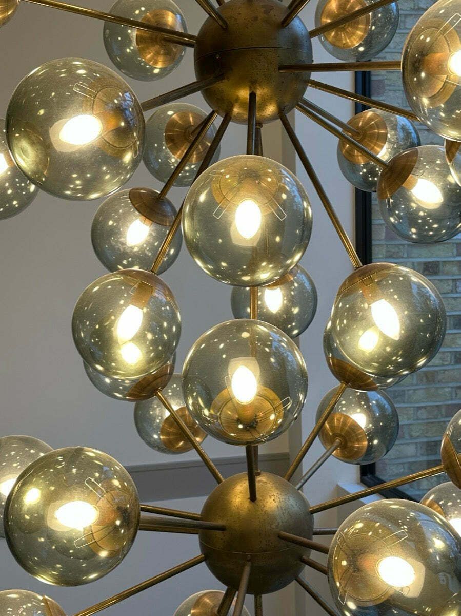 photo buy Large Italian Modern Glass & Brass Sputnik Chandelier