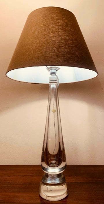 1970s Belgium Val Saint Lambert Clear Crystal Glass Table Lamp photo furniture