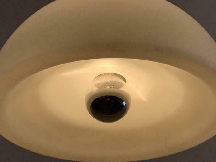 photo vinterior 1970s German Peill & Putzler Opaline & Chrome Pendant Hanging Light