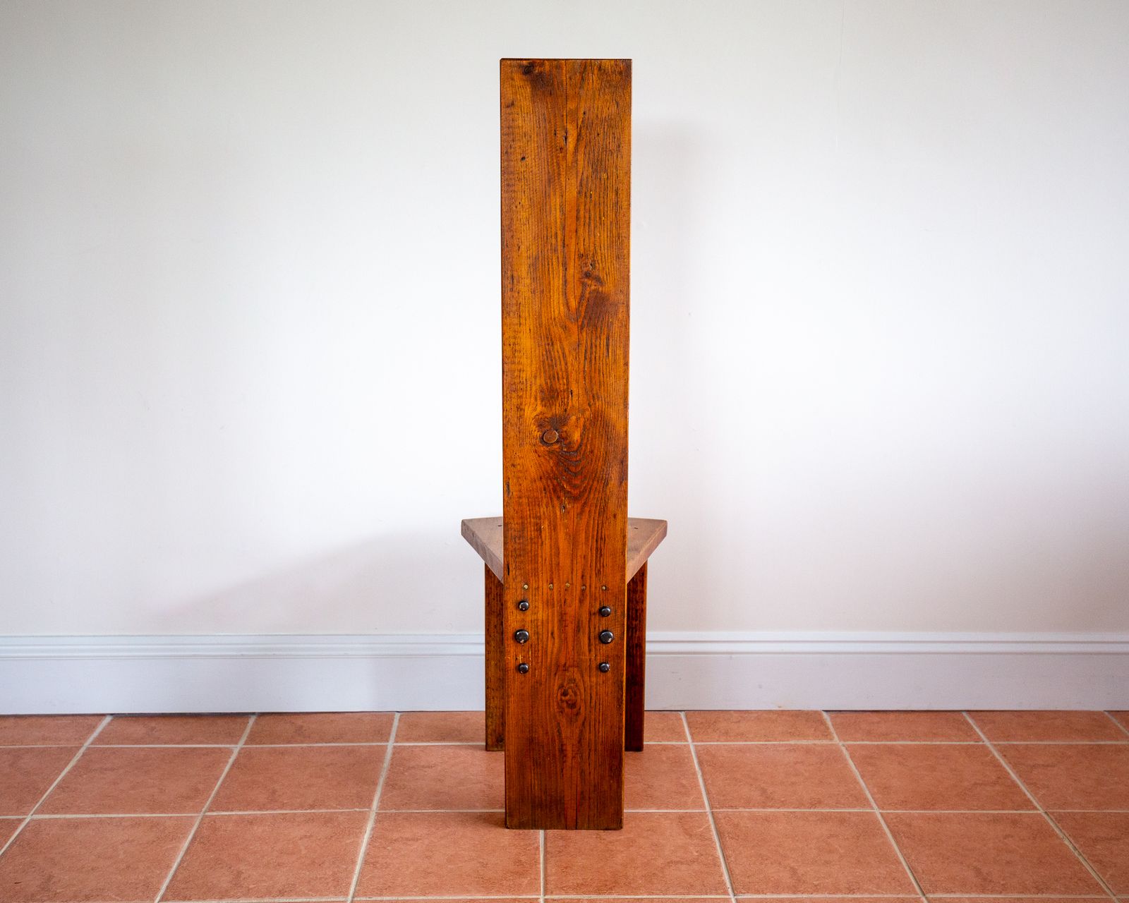 photo furniture Brutalist Artisan Accent Chair Mid Century Tall Back Statement Pine Iron Rustic Craftsman Architectural Farmhouse Minimalis.T Reclaimed Primitive Folk