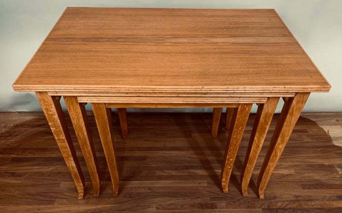 Set Of 3 1960s English Stackable Teak Nest Of Tables Or Nesting Tables photo for sale