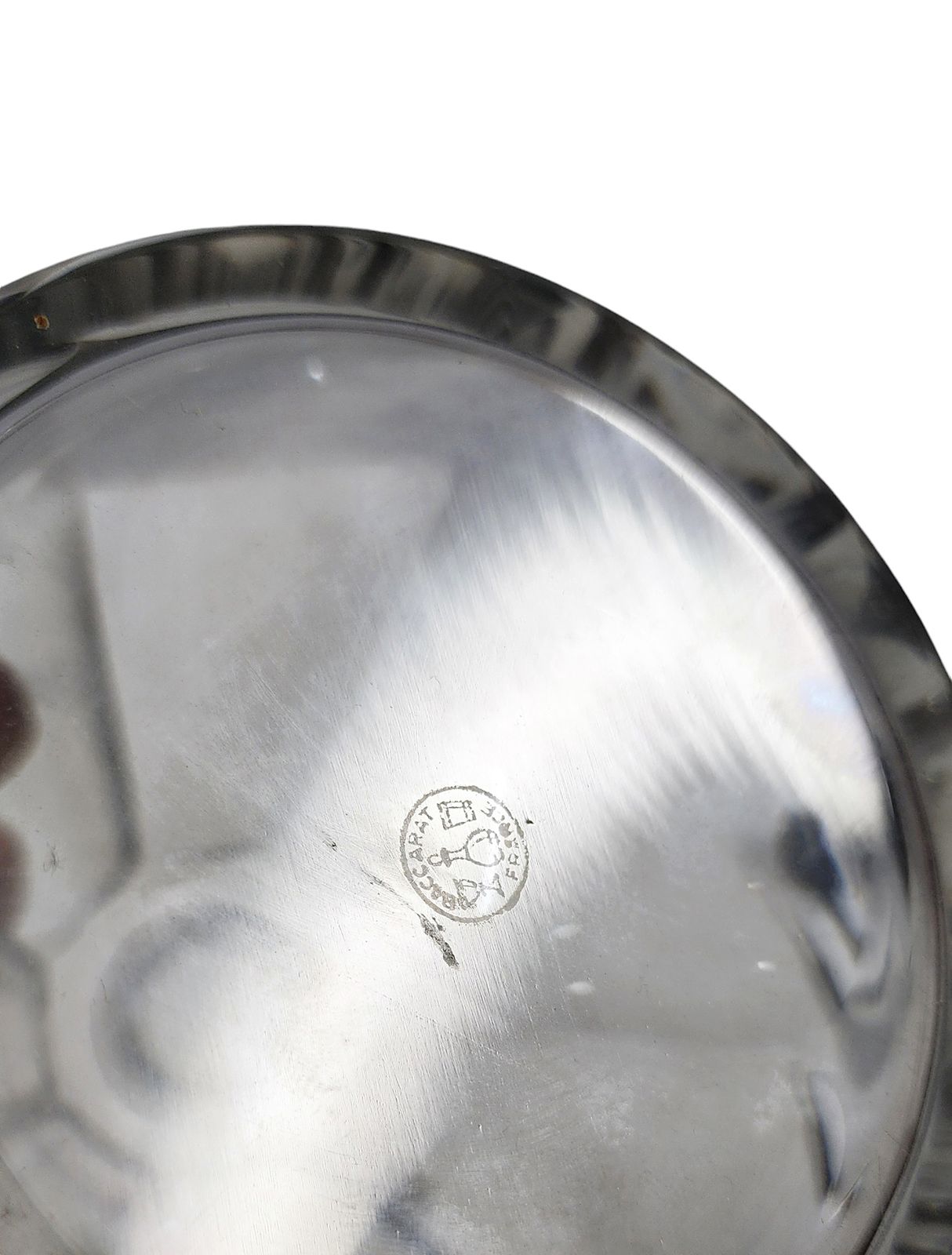 Mid 20th Century Modern Cut Crystal/Glass Decanter With Stopper Stamped By Baccarat, France photo for sale