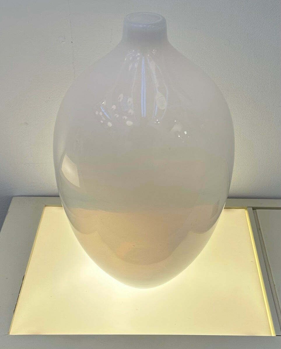 1960s Italian Opalescent Glass Oviod Form Vase photo vintage