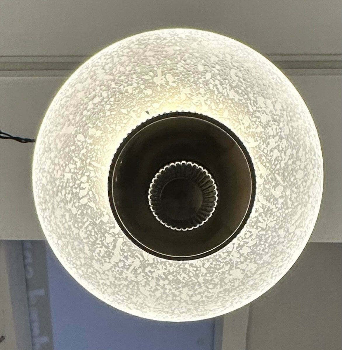 650.0 1960s Italian Brass & Etched Frosted Glass Gaetano Sciolari Pendant Hanging Ceiling Lamp photo