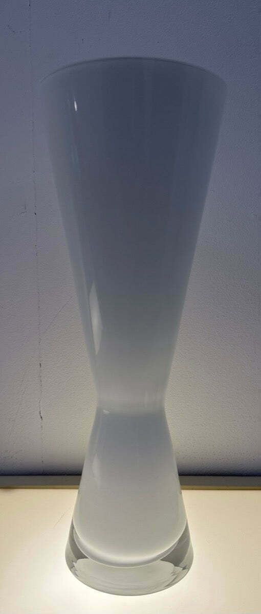 1960s White & Clear Encased Conical Glass Vase Attr. Holmegaard photo Home Decor