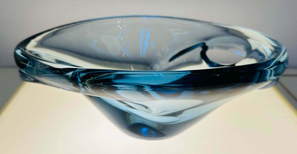1960s Danish Blue Glass Bowl Attributed To Holmegaard photo furniture