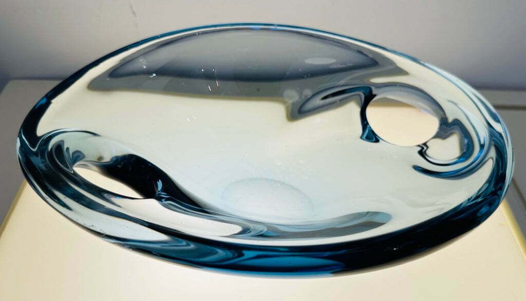 1960s Danish Blue Glass Bowl Attributed To Holmegaard photo for sale