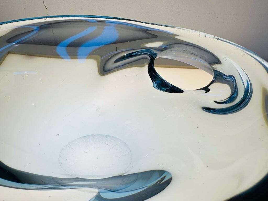 85.0 1960s Danish Blue Glass Bowl Attributed To Holmegaard photo
