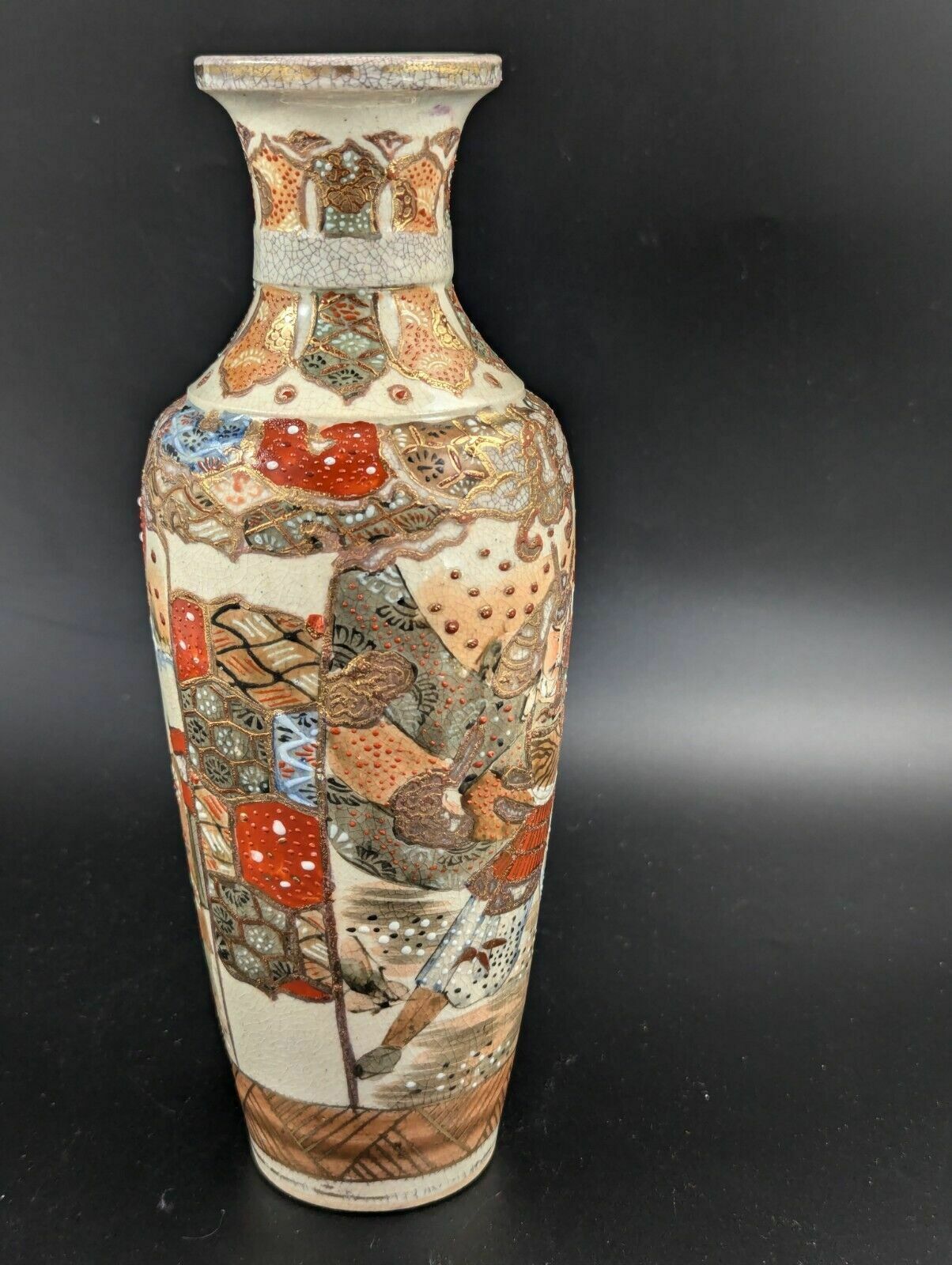 Antique Hand Painted Satsuma Vase, Japan, Meiji Period photo vinterior