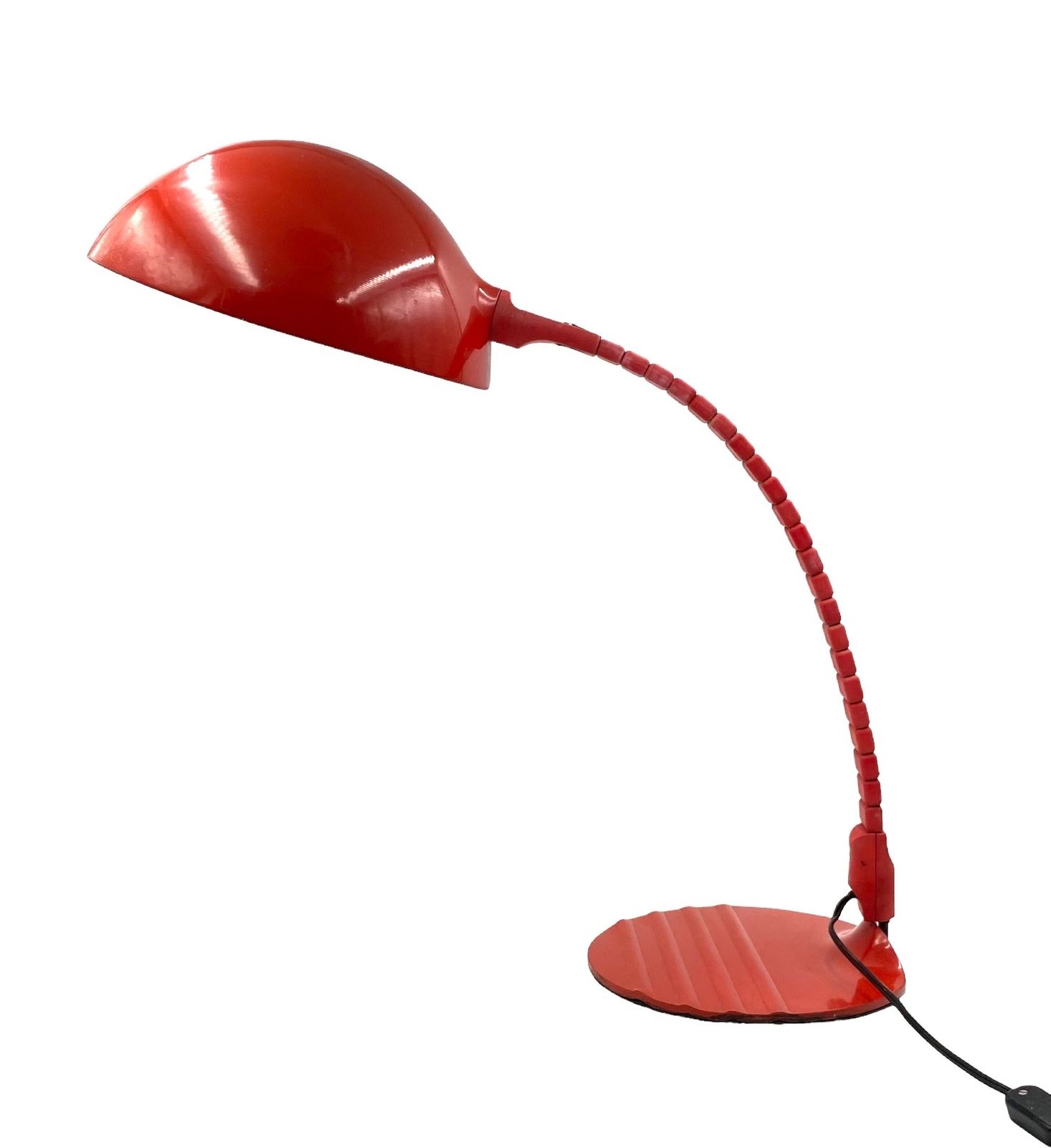 Elio Martinelli, Flex Calotta Mod. 660 Bright Red Table Lamp, Martinelli Luce Italy, 1972 photo 500.0