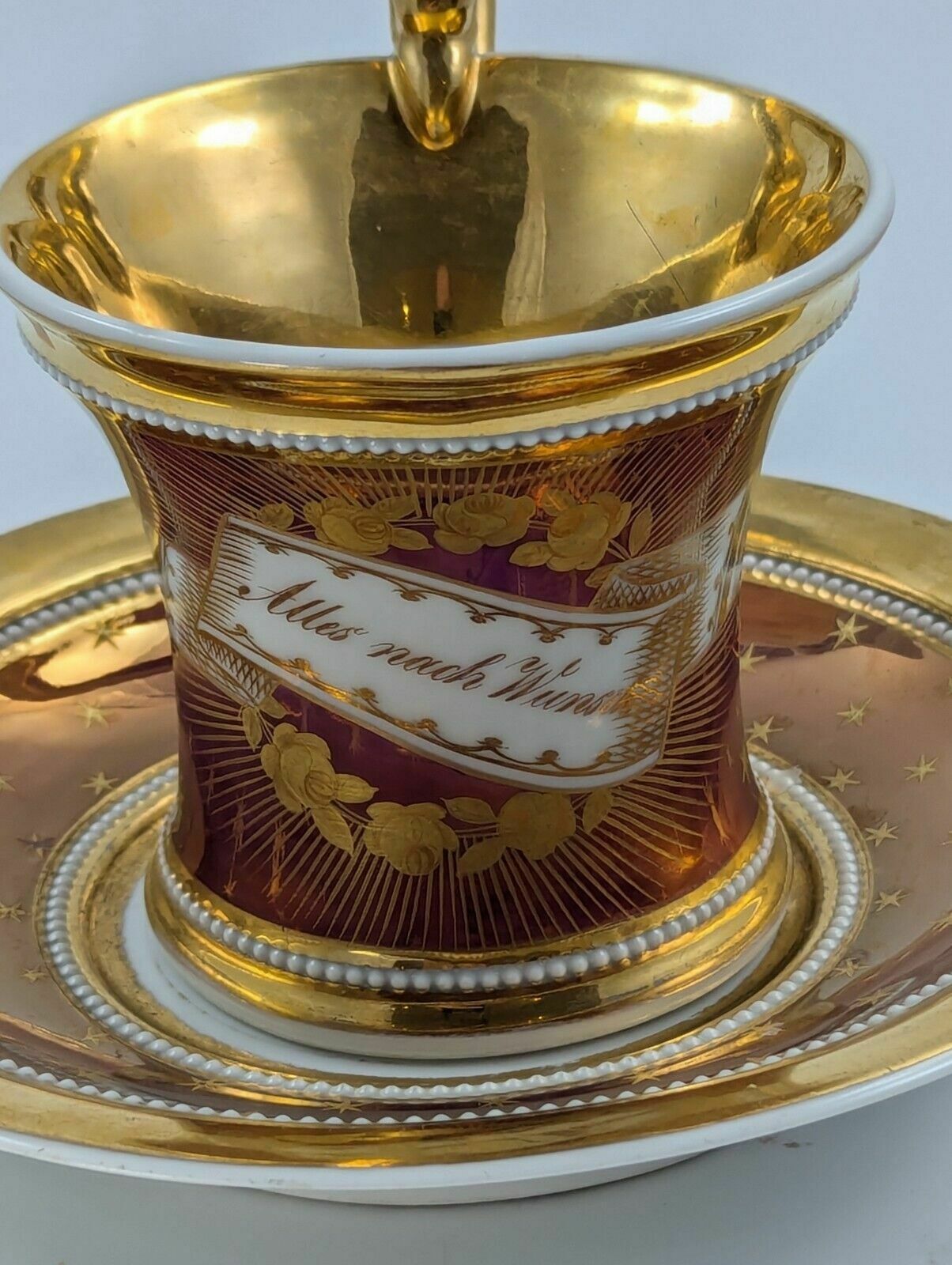 Antique Kpm Berlin, Germany, Porcelain Hand Painted Cup & Saucer, C. 1800 photo buy