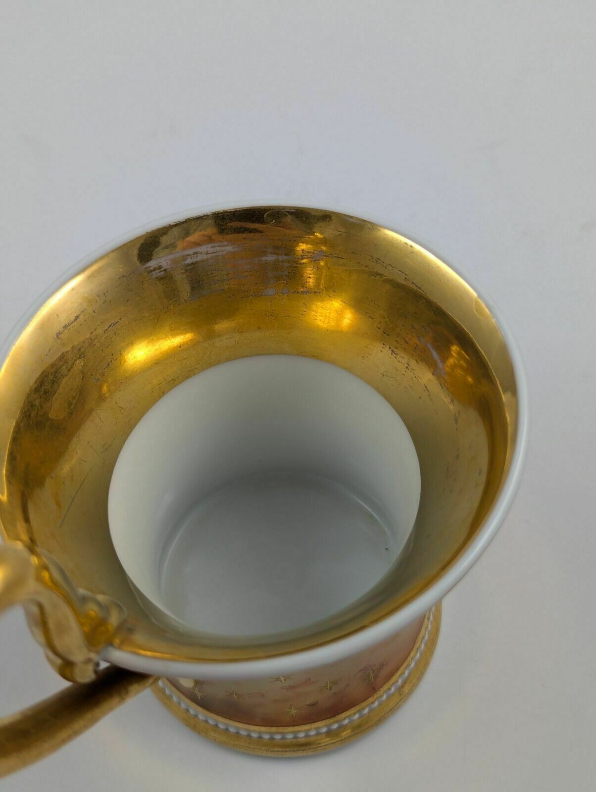 900.0 Antique Kpm Berlin, Germany, Porcelain Hand Painted Cup & Saucer, C. 1800 photo