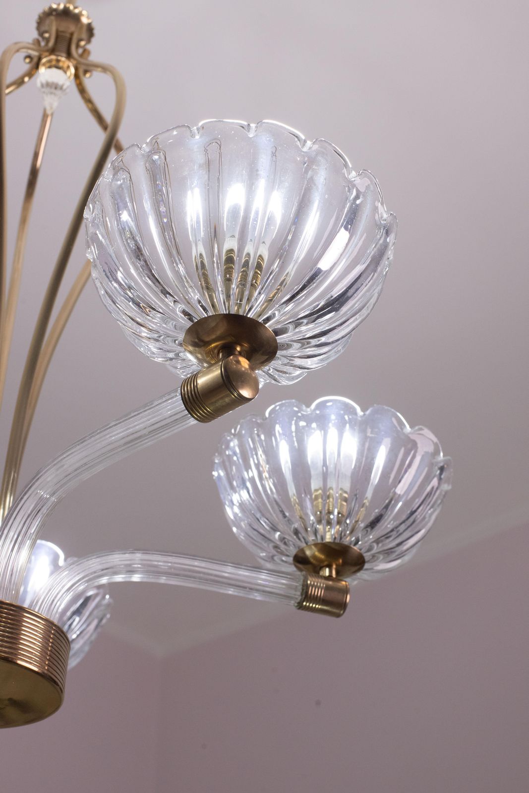photo buy Extraordinary 5 Light Art Deco Murano Glass And Brass Chandelier By Barovier