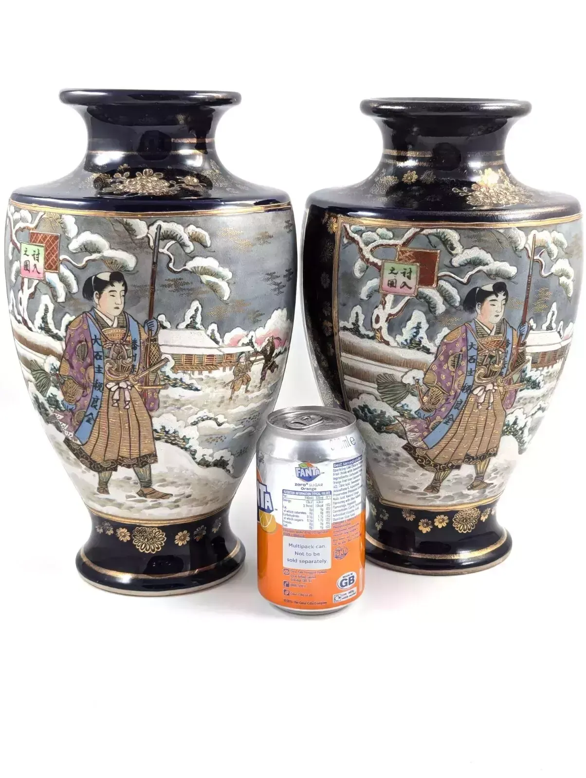 400.0 Antique Hand Painted Pair Of Satsuma Vases, Japan, Meiji Period photo