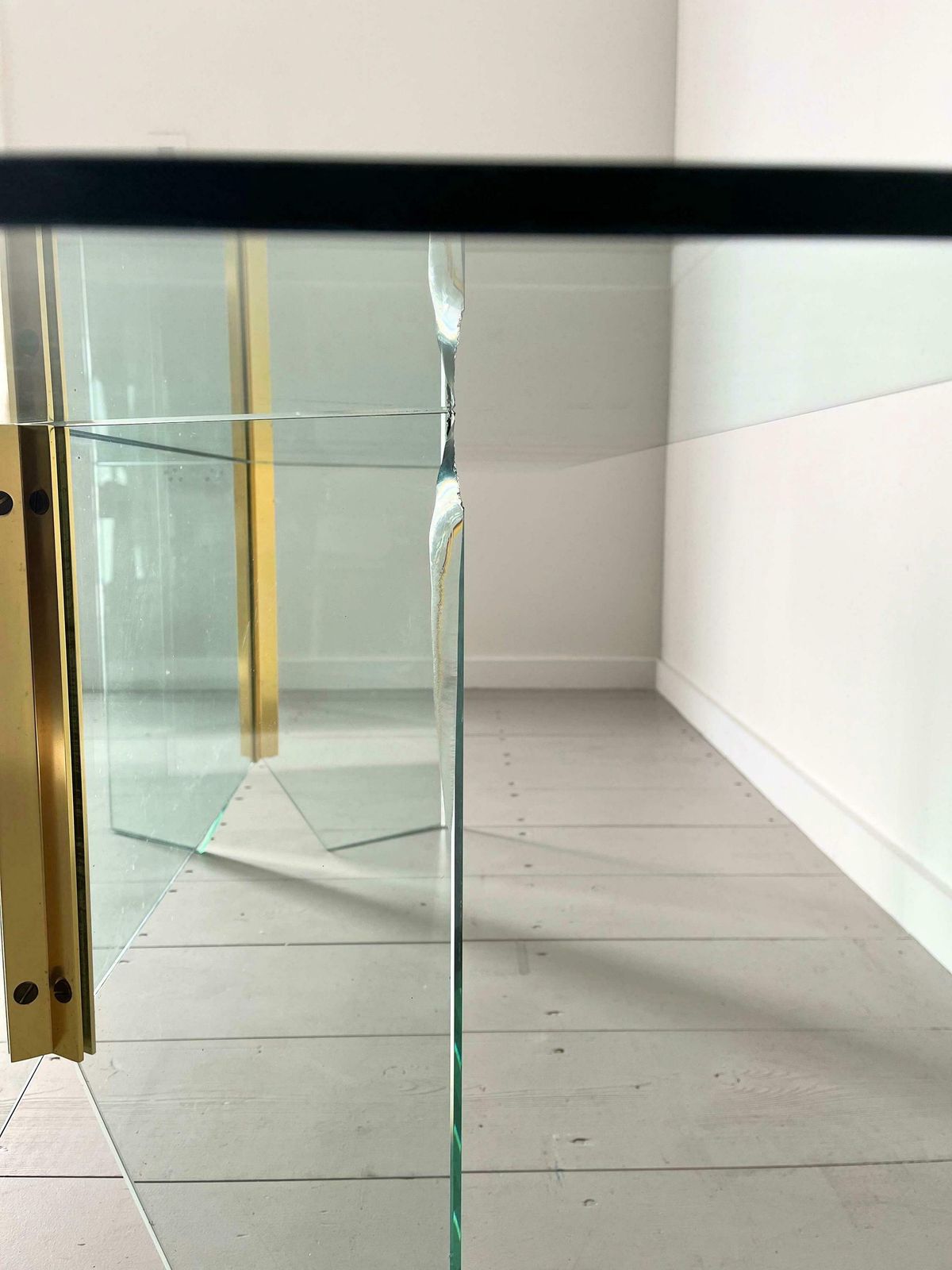 Pace Collection Glass And Brass Mid Century Coffee Table Designed By Leon Rosen C.1970 Minimalist Style photo 850.0