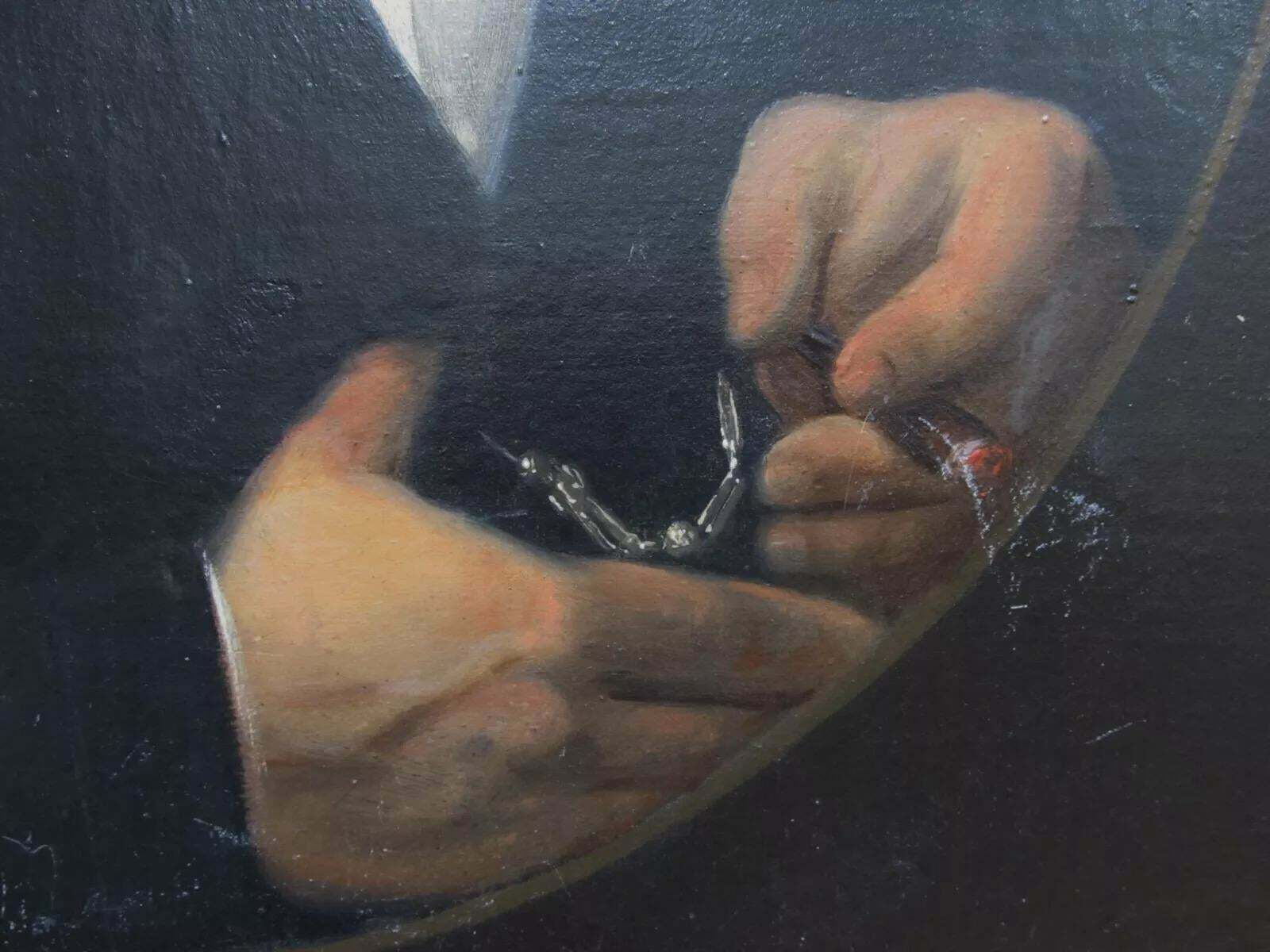 Portrait Of Man Smoking Pipe Painting photo Art